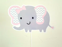 Elephant Cupcake Toppers, Chevron Elephant Cupcake Toppers