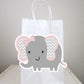 Elephant Goody Bags, Elephant Favor Bags, Elephant Gift Bags - Pink and Grey, Chevron Elephant, Girl Elephant