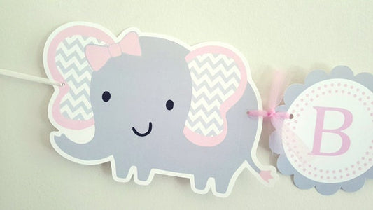 Elephant Goody Bags, Elephant Favor Bags, Elephant Gift Bags - Pink and Grey, Chevron Elephant, Girl Elephant