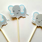 Elephant Cupcake Toppers, Chevron Elephant Cupcake Toppers, Blue and Grey Chevron Elephant Cake Topper