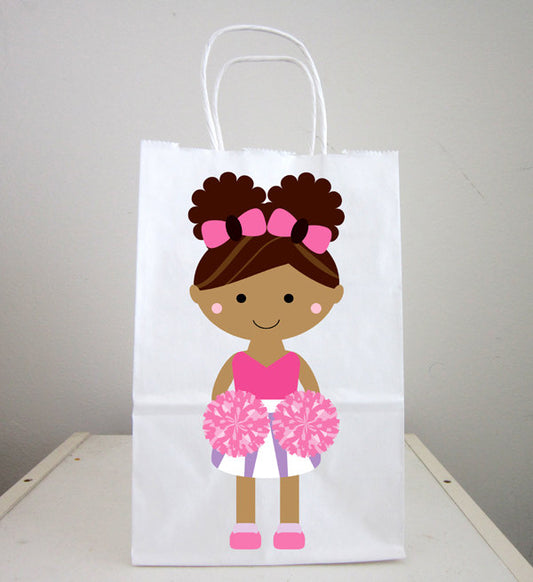 Cheerleader Goody Bags, Cheerleader Favor Bags, Cheerleader Gift Bags, Cheerleader Party Bags, African American Cheerleader Goody Bags