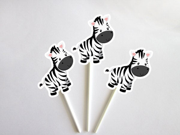 Zebra Cupcake Toppers, Jungle Cupcake Toppers