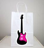Guitar Goody Bags, Guitar Favor Bags, Guitar Gift Bags, Guitar Goodie Bags, Rock Star Goody Bags - Pink Guitar, Girl Guitar