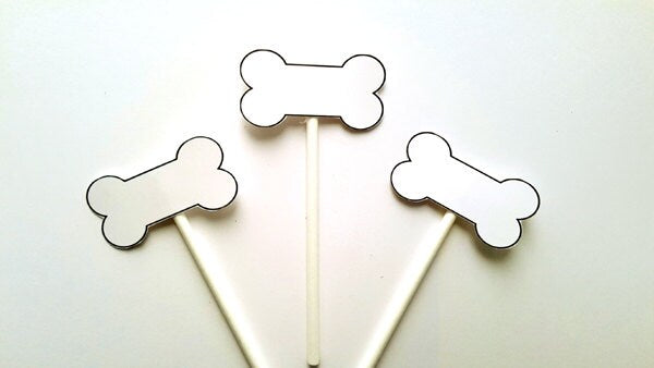 Dog Bone Cupcake Toppers, Puppy Party Cupcake Toppers - Dog Cupcake Toppers