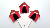 Dog House Cupcake Toppers - Red Dog House