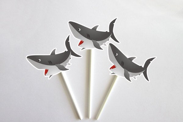 Shark Cupcake Toppers - Fish Cupcake Toppers - Under The Sea Cupcake Toppers (62817616P)