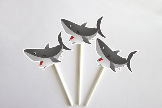 Shark Cupcake Toppers - Fish Cupcake Toppers - Under The Sea Cupcake Toppers (62817616P)