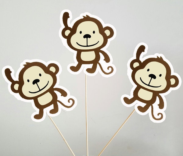 Monkey Cupcake Toppers, Monkey Baby Shower, Monkey Birthday