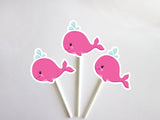 Whale Cupcake Toppers, Girl Whale Cupcake Toppers, Pink Whale Cupcake Toppers, Fish Cupcake Toppers - Under The Sea Cupcake Toppers