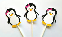 Penguin Cupcake Toppers, Winter ONEderland Cupcake Toppers, Penguin Birthday Cupcake Toppers - 82616443P