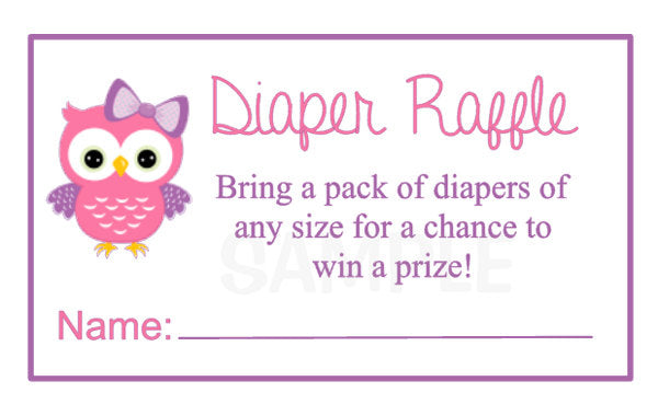 Owl Diaper Raffle - PRINTABLE FILE