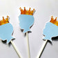 Prince Baby Shower Cupcake Toppers - Royal Prince Cupcake Toppers, Royal Blue and Gold Prince Cupcake Toppers