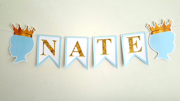 Prince Baby Shower Cupcake Toppers - Royal Prince Cupcake Toppers, Royal Blue and Gold Prince Cupcake Toppers