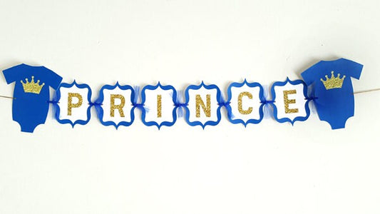 Prince Baby Shower Cupcake Toppers - Royal Prince Cupcake Toppers with Gold Crowns (93016941P)