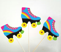 Roller Skate Cupcake Toppers - 80's party, 80's birthday party, Colorful Roller Skate Cupcake Toppers