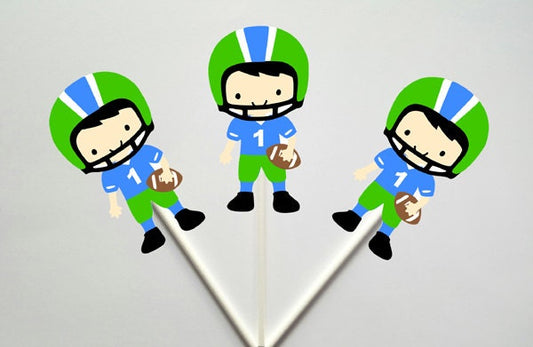 Football Player Cupcake Toppers, Football Birthday Cupcake Toppers