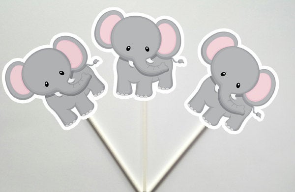 Elephant Cupcake Toppers, Jungle Cupcake Toppers, Safari Cupcake Toppers