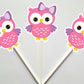 Owl Cupcake Toppers - Pink and Purple Owl Cupcake Toppers