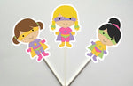 Girl Superhero Cupcake Toppers, Superhero Girls Cupcake Toppers (17171047A)