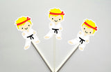 Karate Cupcake Toppers, Karate Kid Cupcake Toppers, Karate Girls