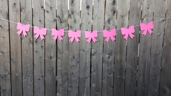 Hair Bow Garland, Hair Bow Banner, Gender Reveal Garland, Gender Reveal Banner