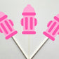 Fire Hydrant Cupcake Toppers, Pink Fire Hydrant Cupcake Toppers