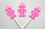 Fire Hydrant Cupcake Toppers, Pink Fire Hydrant Cupcake Toppers