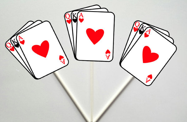 Playing Cards Cupcake Toppers, Casino Party, Vegas, Cupcake Toppers