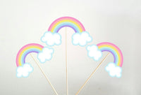 Rainbow Cupcake Toppers, Rainbow Baby Shower, Rainbow Birthday, Cupcake , Pastel Rainbow Cupcake Toppers