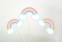 Rainbow Cupcake Toppers, Rainbow Baby Shower, Rainbow Birthday, Cupcake , Pastel Rainbow Cupcake Toppers