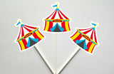 Circus Cupcake Toppers - Circus Tent Cupcake Toppers - Circus Birthday Party - Circus Party
