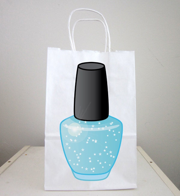 Spa Goody Bags, Nail Polish Goody Bags, Spa Party Goody Bags, Spa Party Favor Bags, Spa Party Favors - Nail Polish Favor Bags