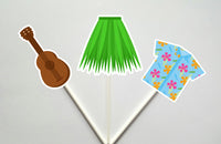 Luau Party Cupcake Toppers, Tiki Party Cupcake Toppers, Hawaii Cupcake Toppers (730171153P)