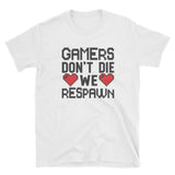 Crafty Cue Gamers Don't Die Shirt, Gaming Shirt, Funny T-Shirts, Short-Sleeve Unisex T-Shirt