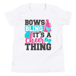 Cheerleader Shirt, Bows Bling it's a Cheer Thing, Cheerleader T'shirt, Youth Short Sleeve T-Shirt