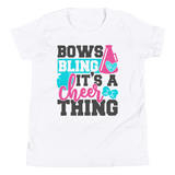 Cheerleader Shirt, Bows Bling it's a Cheer Thing, Cheerleader T'shirt, Youth Short Sleeve T-Shirt