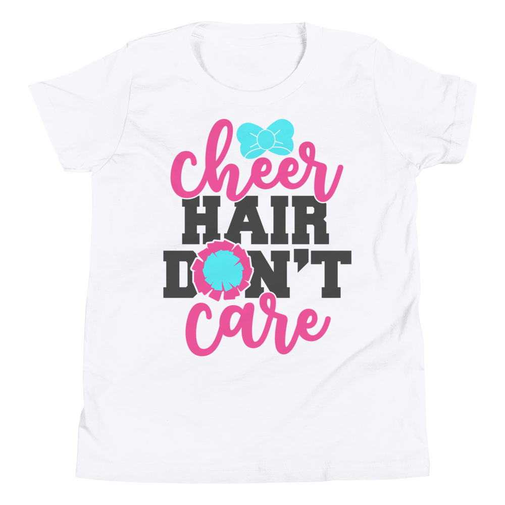 Cheer Hair Don't Care Shirt, Cheerleader Shirt, Cheerleading Shirt, Youth Short Sleeve T-Shirt