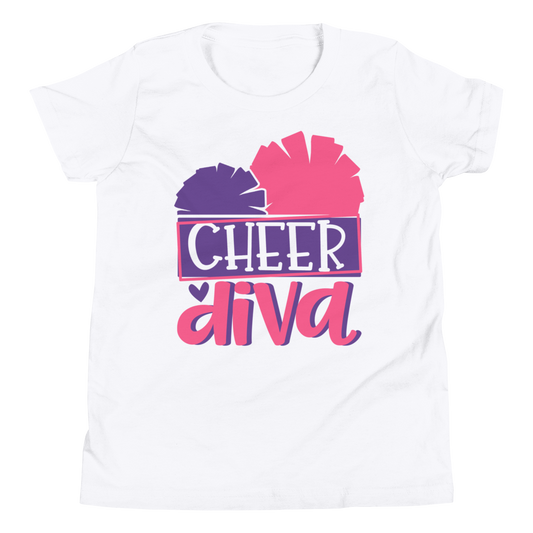 Cheer Diva Shirt, Cheerleader Shirt, Cheerleading Shirt, Youth Short Sleeve T-Shirt
