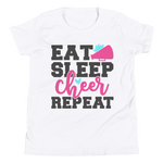 Eat Sleep Cheer Repeat Shirt, Cheerleader Shirt, Cheerleading Shirt, Youth Short Sleeve T-Shirt