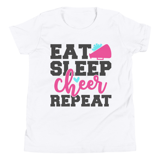 Eat Sleep Cheer Repeat Shirt, Cheerleader Shirt, Cheerleading Shirt, Youth Short Sleeve T-Shirt