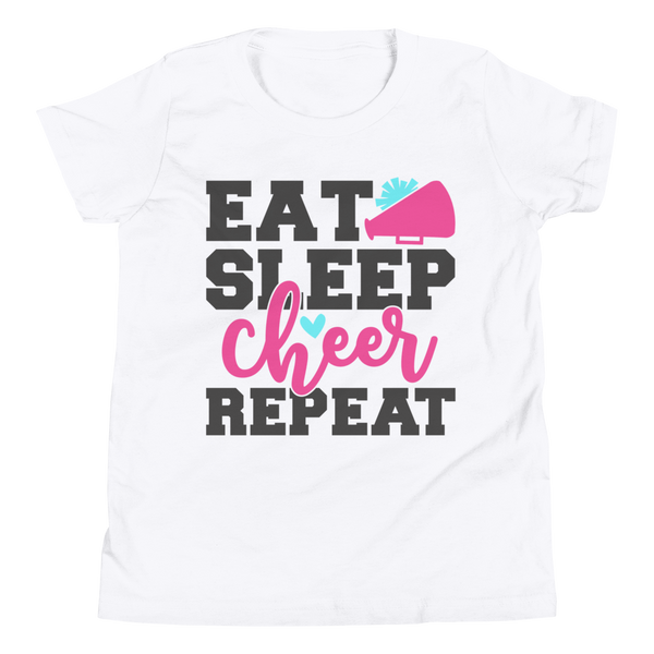 Eat Sleep Cheer Repeat Shirt, Cheerleader Shirt, Cheerleading Shirt, Youth Short Sleeve T-Shirt